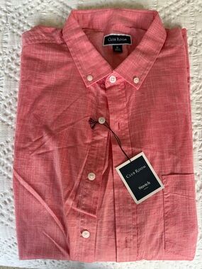 Club Room Men's Coral Button-Down T Shirt